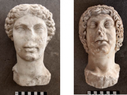 Marble heads with broken noses